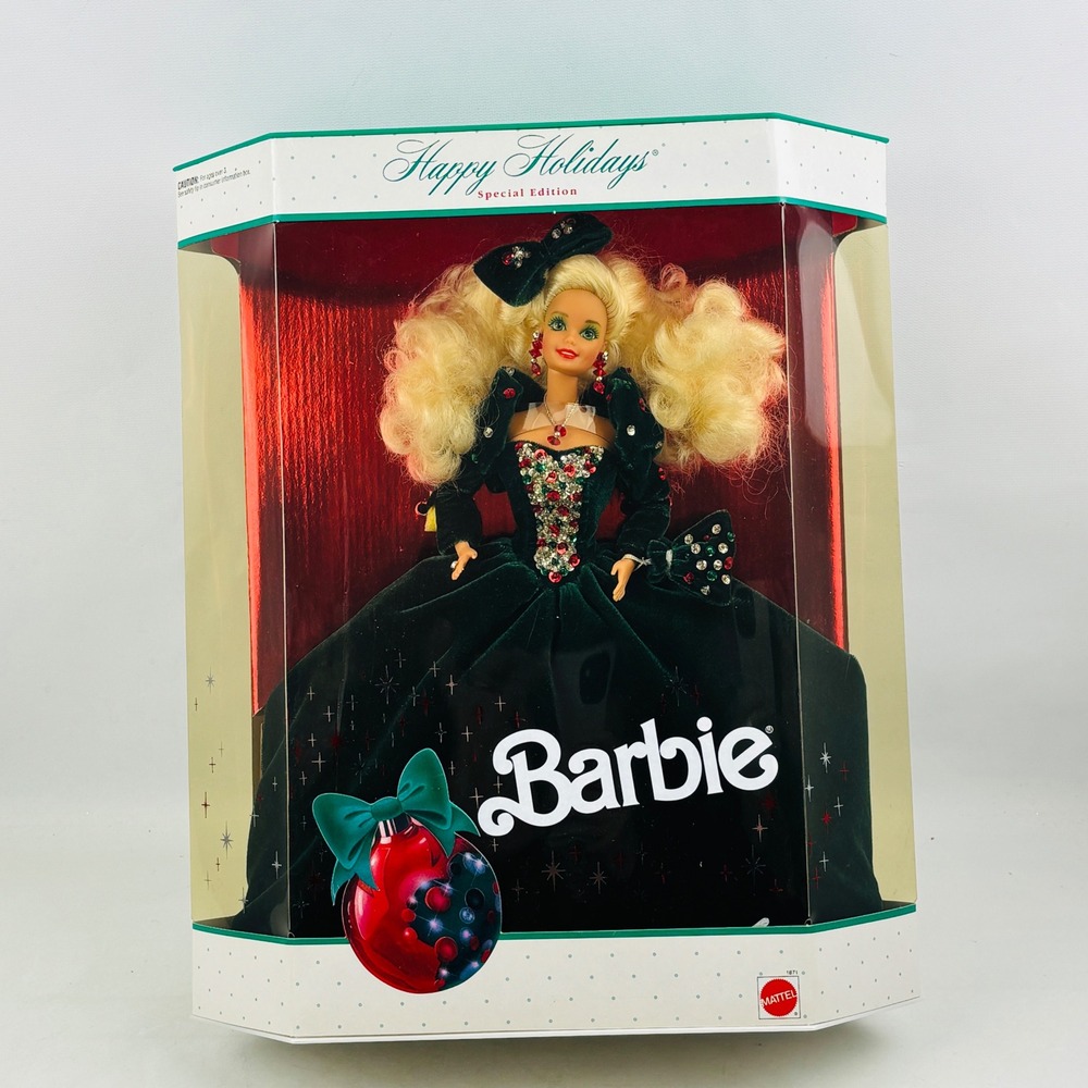 Happy Holidays Barbie Doll 1991 Green Velvet Special Edition Mattel 1871 Vintage